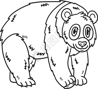 熊猫动物儿童孤立的彩色页面背景图片