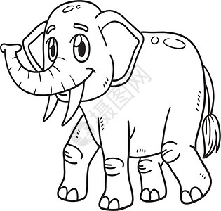 儿童大象动物孤立的彩色页面背景图片