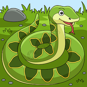 毒蛇动物彩色漫画说明背景图片