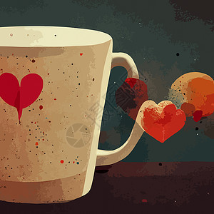 我很喜欢咖啡杯插图 国际咖啡日浓缩咖啡杯子艺术饮料杯喝咖啡背景图片