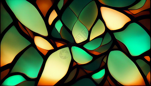 绿色光彩色玻璃布局背景魔法背光曲线教会风格阳光艺术工作马赛克花朵背景图片