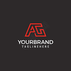 ag600字母品牌 AG 创意Logo 线设计模板矢量插画