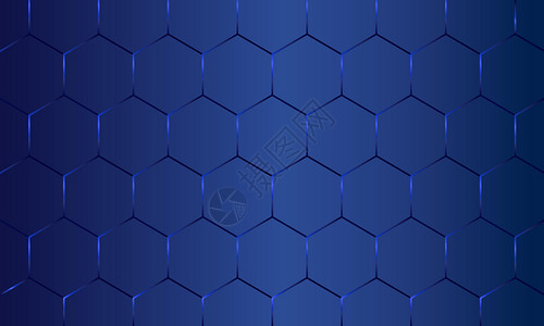 深蓝色六边形矢量抽象背景 暗色蜂窝纹理网格背景图片