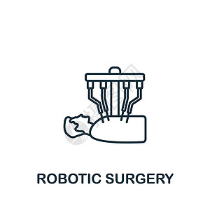 芬奇机器人外科图标 用于模板 网络设计和信息图的线条简单图标设计图片