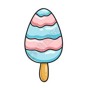 双色冰淇淋两色条纹冰淇淋加棍棒插画