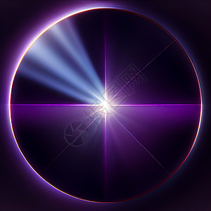 黑色背景的紫光镜头照明弹娱乐火花相机活力射线强光星星耀斑镜片磁盘背景图片