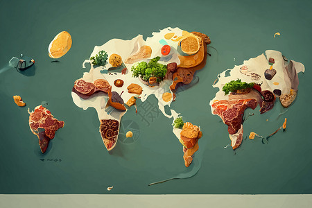 说明世界粮食日概念世界粮食日全球蔬菜插图庆典营养饥饿全世界食物水果背景图片