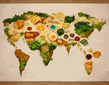 说明世界粮食日概念世界粮食日全世界水果蔬菜营养庆典插图饥饿食物全球背景图片