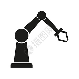 手臂图标白色背景上的机器人臂向量图标插画