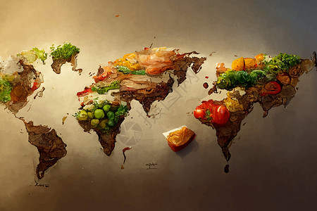 说明世界粮食日概念世界粮食日全球饥饿庆典全世界蔬菜插图食物营养水果背景图片