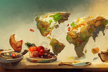 说明世界粮食日概念世界粮食日饥饿营养食物插图庆典全世界水果全球蔬菜背景图片