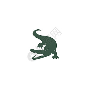 Crocodile 图标徽标标识设计插图野生动物吉祥物荒野危险食肉黑色动物爬虫捕食者绿色背景图片