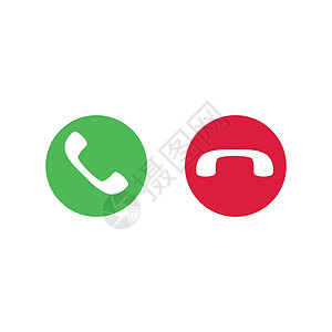 拨号器回答和拒绝拨打按钮 绿色是-无按钮 带有助听器环形图标;电话图标;矢量插图设计图片