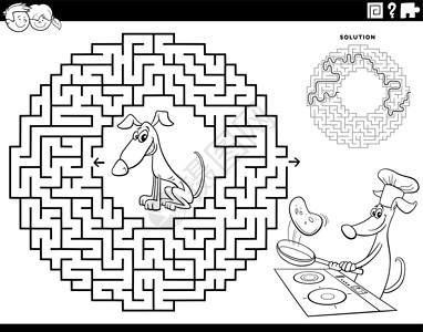 做游戏素材配狗做煎饼彩色页面的迷宫游戏设计图片