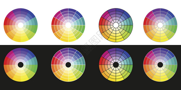 12色相环一组颜色图表插画