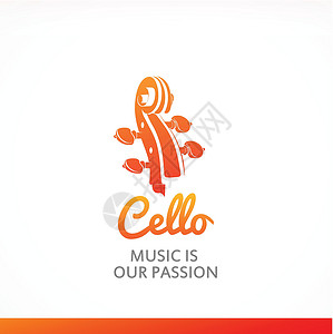 音乐LOGO与Cello的头头佩格( Peg) 的Logo插画