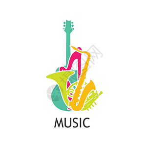 音乐LOGO音乐公司Logo乐器喇叭仪器插图绿色白色乐队标识标题玫瑰插画