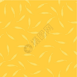 即食燕麦与小麦耳角的丝质插图装饰品墙纸食物燕麦耳朵粮食黄色植物金子插画