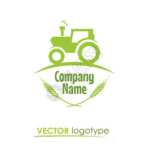 Logo  quot 拼凑拖拉机和配额农场收成绿色小麦耳朵插图农业背景图片