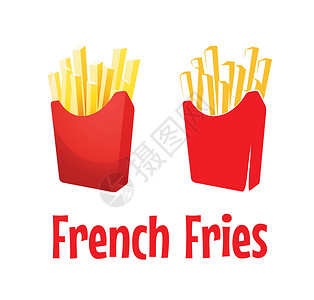 快餐盒子美味的法语薯条插画