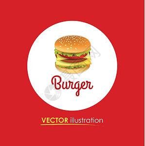 大汉堡包芝士沙拉插图美食芝麻汉堡午餐包子白色食物背景图片