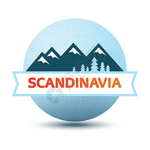 LOGO圆形带有斯堪的纳维亚风景的Logo插画