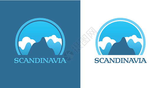 欧洲中南部山脉斯堪的纳维亚山脉矢量徽章插画