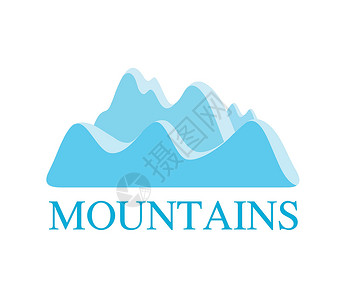 山脉LOGO蓝色带山的Logo插画