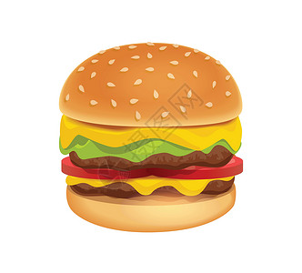 彩色美味汉堡图标背景图片
