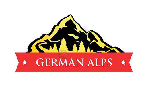 德国阿尔卑斯山德意志阿尔卑斯山的矢量 Logo插画