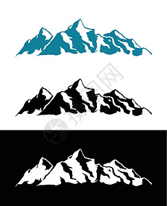 山脉LOGO阿尔卑斯山矢量logo白色黑色顶峰旅游地质学蓝色岩石山脉旅行插画