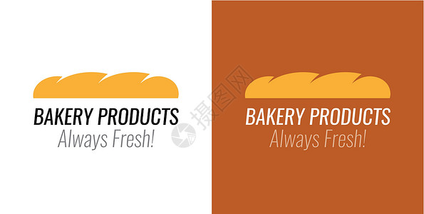 面包店产品的面包标志-白色和深色背景上的矢量标志背景图片