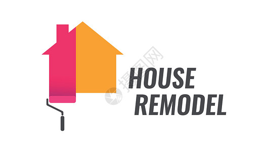 房屋维修基金房屋改建 - 矢量Logo 配有Dyeing房和控件插画