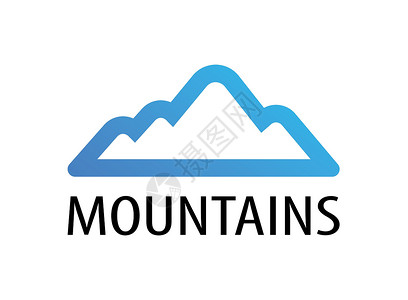 大拇哥用于旅游装饰的山地标志标志-山地旅游的矢量图解插画