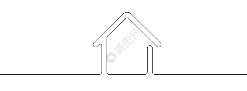 单栋建筑一行背景 一行家庭图标 矢量家庭图标插画