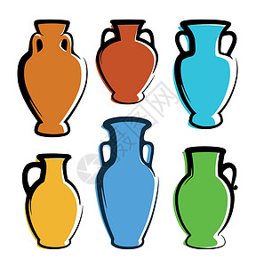 为有牺牲多壮志多色 Amphoras 图标 - 有复制空间的图像插画