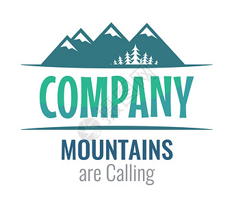 高山群立大雪山群正在呼唤 - 可见的病媒Logo和山区旅行公司插画