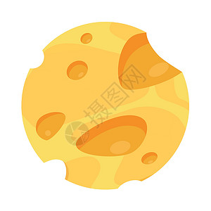 白底地裂素材以简单卡通风格制作的圆孔奶酪 矢量元素设计 新鲜奶制品 白底隔离在白色背景上插画