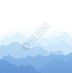 莫干山顶峰全景自然风景blue 明山的矢量背景插画