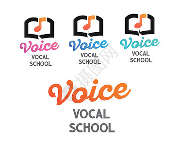 Vocal学校的一套矢量标志  在白色透明背景上创造性地设计标志插画
