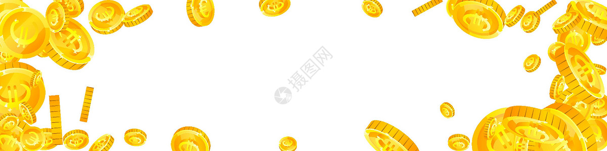 欧洲联盟的欧元硬币贬值 碎金金子储蓄现金宝藏大奖空气飞行货币金币财富背景图片