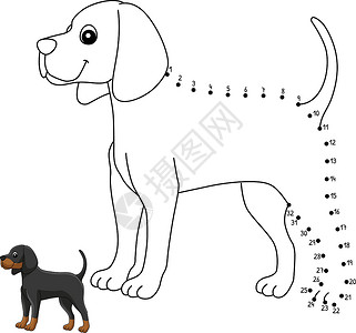 猎浣熊犬Dot 点到多特公犬狗孤立的颜色页面插画