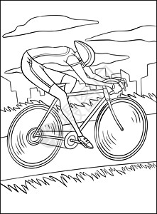 儿童自行车赛车彩色页面娱乐活动绘画染色速度运动休闲踏板运动员图画书背景图片