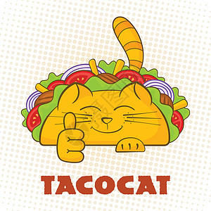 炸玉米饼猫性格开朗的墨西哥快餐炸玉米饼插画
