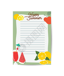 可爱模板夏季每周和每日规划者模板 附说明和待做清单附表及夏季用品插图表(Victor 插图)设计图片