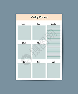 后台列表页面每周计划模板 简单的可打印待办事项列表 业务组织者页面 纸 现实的矢量图设计图片