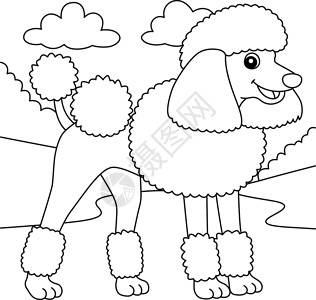 涂色卡素材孩子们的面条狗涂色页面插画