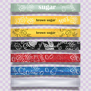 袋装糖果用于广告 促销 包装的糖袋包装样机 矢量图和红色 黑色 灰色 黄色的设计示例 并带有插图插画