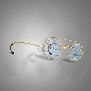 金色眼镜矢量图和文本反射 金边眼镜 复古设计插画