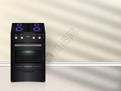 3D 厨房煤气炉 关于厨房家用电器背景设计的说明 (c)背景图片